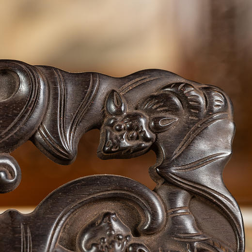 清 紫檀透雕五福临门器座 商品图2