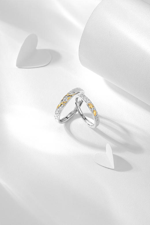 卡蒂罗/KADER【足银999】 卡蒂罗KADER 流光银杏情侣对戒 碎冰冰三生有杏原创设计简约冰川纹理感可调节素圈一对 时尚百搭通勤 999足银 戒指 男女同款情侣款 商品图11