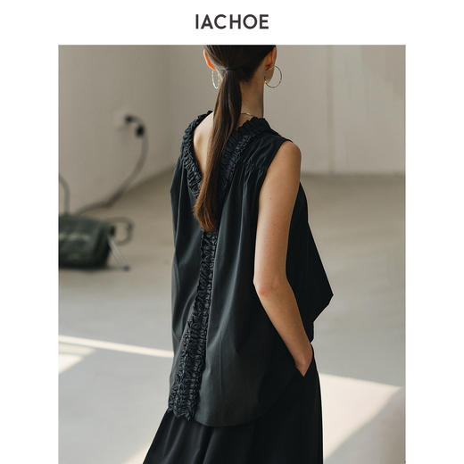 棉仓3621504005-IACHOE 后背花边领背心 商品图0