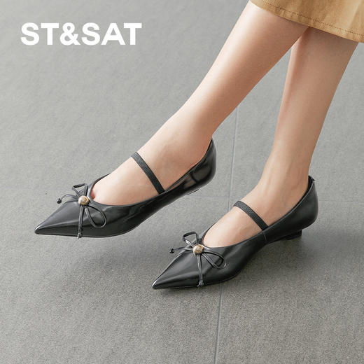 【精选牛皮】星期六简约复古蝴蝶结玛丽珍SSD1111184 商品图0