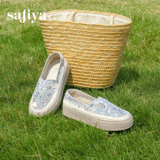预售|Safiya/索菲娅2025春夏百搭懒人编织透气亮片蕾丝渔夫鞋SFD1112236 商品图1