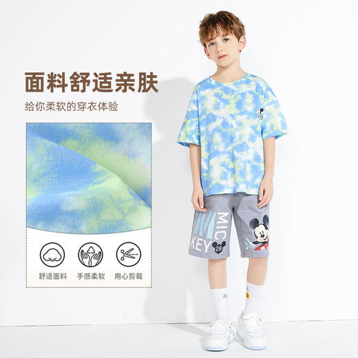 【120-160】【迪士尼】男童夏季短袖t恤儿童扎染上衣 商品图6