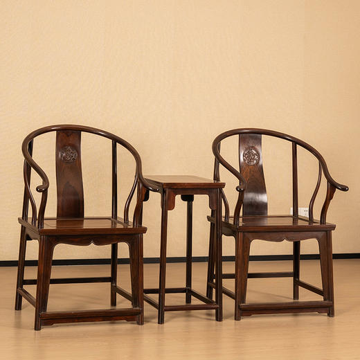 二十世纪 红木螭龙纹圈椅成套（两椅一几） 商品图0