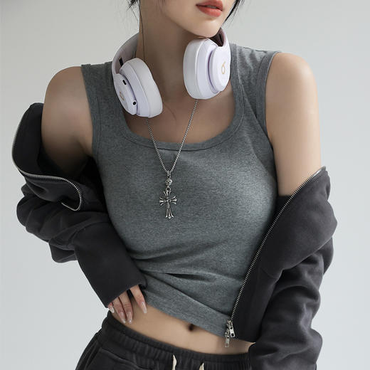 买一送一 新款吊带背心女夏季遮副乳设计感小众无袖白色宽肩带上衣可外穿 商品图2