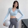 跃牌【洛水之神系列】带胸垫女瑜伽服性感交叉紧身长袖气质纯欲运动健身衣上衣HN184 商品缩略图0