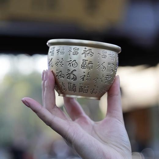 【灵隐文创馆正品】杭州灵隐寺百福米缸纯黄铜聚财聚宝盆财库摆件办公桌面摆件玄关招财小摆件 商品图1