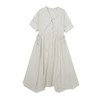 谜底连衣裙短袖2025夏季新品通勤V领抽绳收腰修身中长裙252ML0554 商品缩略图4