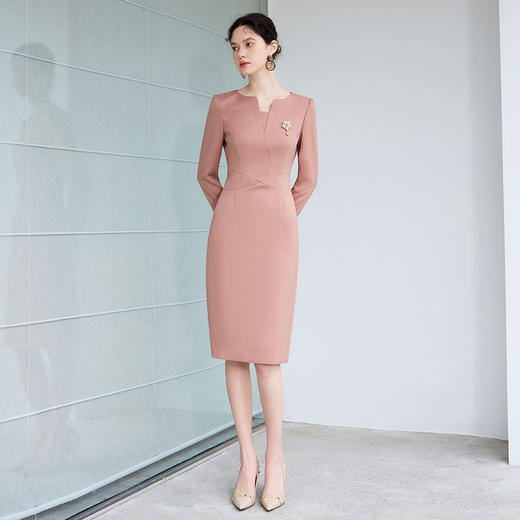 IWY/高级感气质粉色西装连衣裙女法式名媛正式场合接待工作服Q1254-P 商品图2