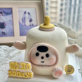 【臻品系列】---半翻糖【可爱表情小奶瓶】送儿童、周岁、满月生日蛋糕