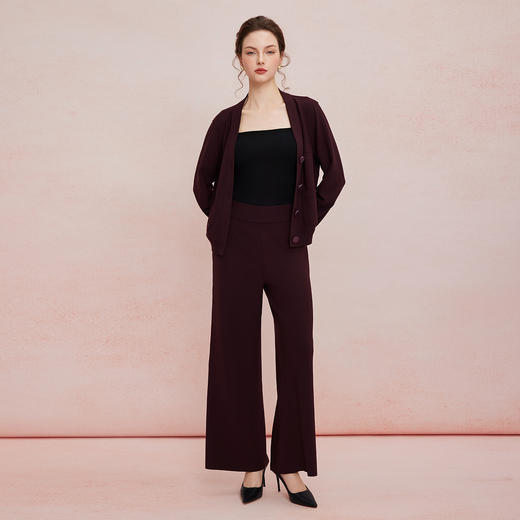 QF108斯尔丽2025夏季新款弹舒适面料颗粒视觉宽松舒适上衣配直筒裤套装 商品图3