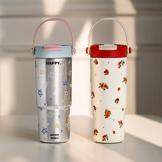 摩登主妇保冷保温杯陶瓷内胆高颜值大容量带提手水杯冰霸杯吸管杯子 商品图1