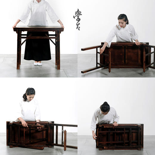 娜家折叠课堂中式仿古漆榫卯结构（黑红） 商品图3