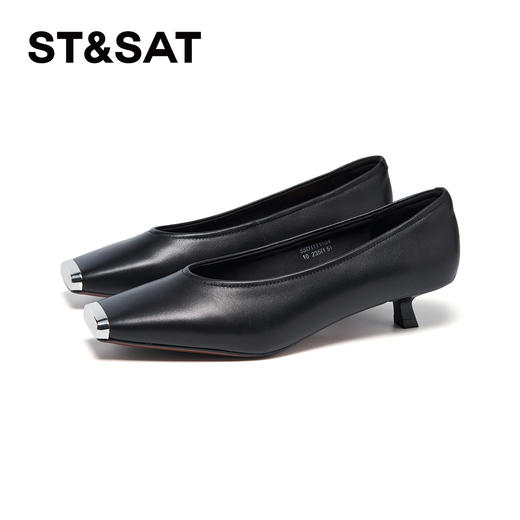 【柔软羊皮】星期六金属方头低跟单鞋SSD1111104 商品图6