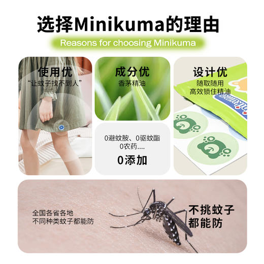 【断货王】minikuma迷你熊植物精油香贴    夏季植物精油驱蚊贴 商品图3