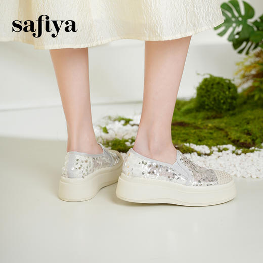 预售|Safiya/索菲娅2025春夏百搭懒人编织透气亮片蕾丝渔夫鞋 SFD1112259 商品图2