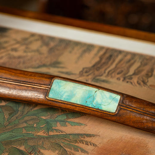 清 黄花梨三镶绿松石如意 商品图3