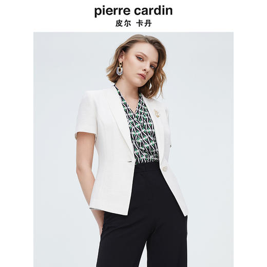 皮尔卡丹女装新款都市干练高频百搭短袖西服P4247L4005W3 商品图3