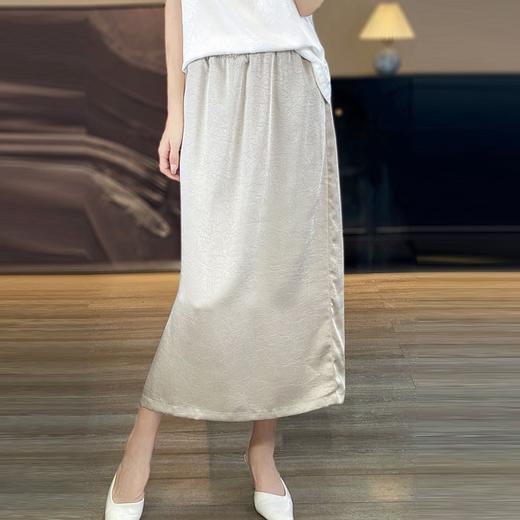 冰丝半身裙夏季新款女装暗花高腰气质显瘦短裙2025裙子女士服饰女 商品图2