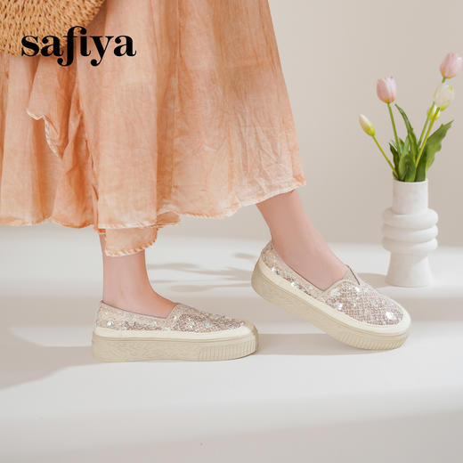 预售|Safiya/索菲娅2025春夏百搭懒人编织透气亮片蕾丝渔夫鞋SFD1112236 商品图8