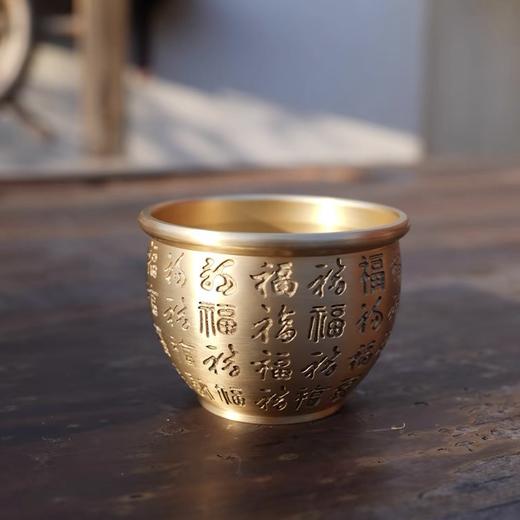 【灵隐文创馆正品】杭州灵隐寺百福米缸纯黄铜聚财聚宝盆财库摆件办公桌面摆件玄关招财小摆件 商品图3