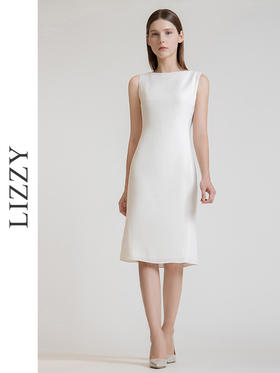 LIZZY夏季百搭简约气质通勤醋酸小鱼尾无袖连衣裙8134