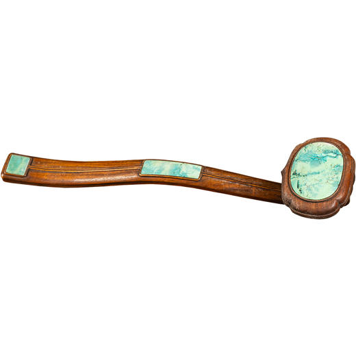 清 黄花梨三镶绿松石如意 商品图5