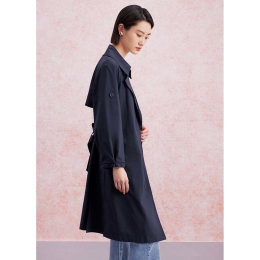 洛诗琳41239春季新款简约气质大摆系带收腰中长款风衣外套3047 商品图1