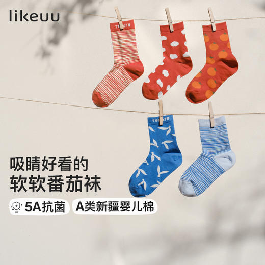 likeuu儿童袜子男女中大童小番茄纯棉抗菌中筒袜夏薄a类防臭透气ZY 商品图0
