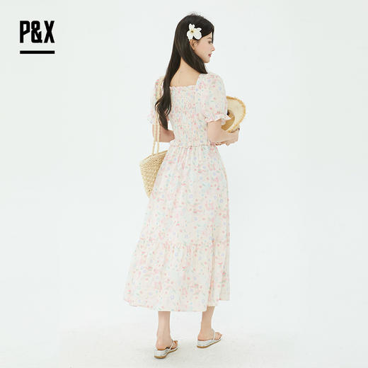 P&X设计师2025夏季新款田园风法式碎花连衣长裙825208181 花色 商品图4
