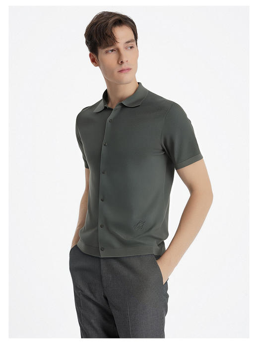 callisto绿色POLO翻领针织开衫 商品图3