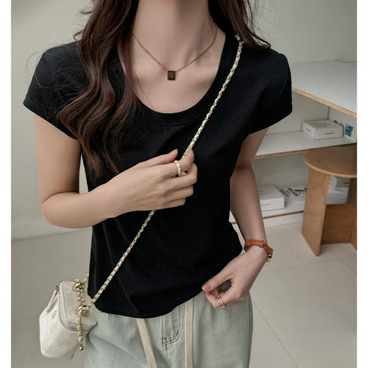 莱赛尔天丝宽松正肩短袖t恤女式T高级感小飞袖夏季显瘦遮肉上衣 商品图2