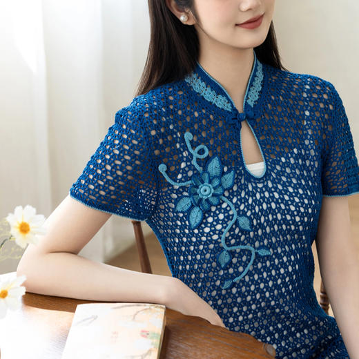 苏苏姐家水波微皱旗袍蕾丝裙手工diy衣服钩针编织毛线团材料包 商品图2