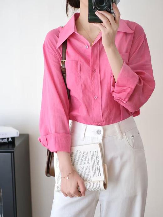 【苎麻版】苎麻粉色衬衫 认准原版梅粉色苎麻面料‼️苎麻面料吸汗又透气，自带光泽感高级又显白 商品图2