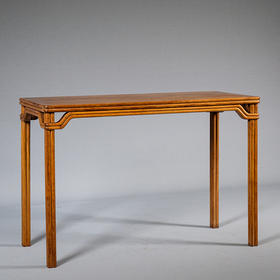 民国 黄花梨嵌花梨木劈料高罗锅枨圆包圆条桌