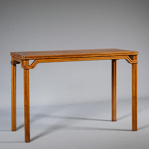 民国 黄花梨嵌花梨木劈料高罗锅枨圆包圆条桌 商品图0