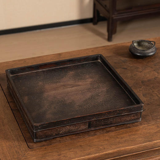 清 红木机关暗屉呈盘 商品图2