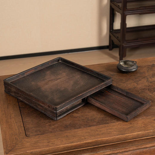 清 红木机关暗屉呈盘 商品图4