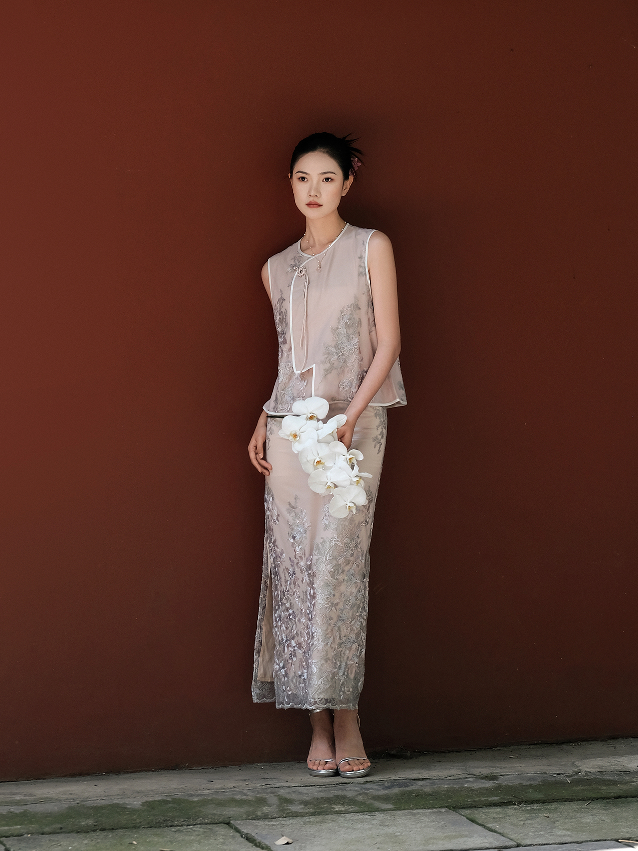 盛唐牡丹|意大利进口蕾丝新中式半裙