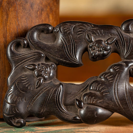 清 紫檀透雕五福临门器座 商品图1