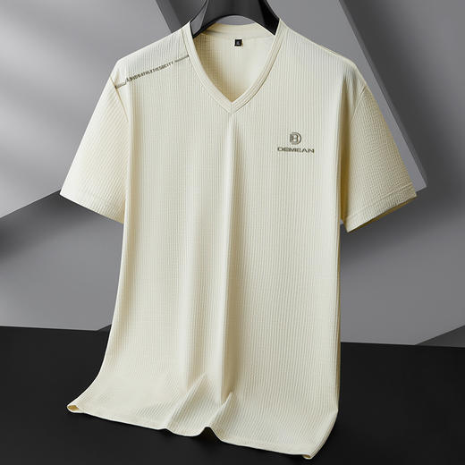【V领】【DPF】大依优型大码短袖T恤冰丝凉感V领半袖体恤加肥大码休闲上衣胖子夏装新款男士 商品图2