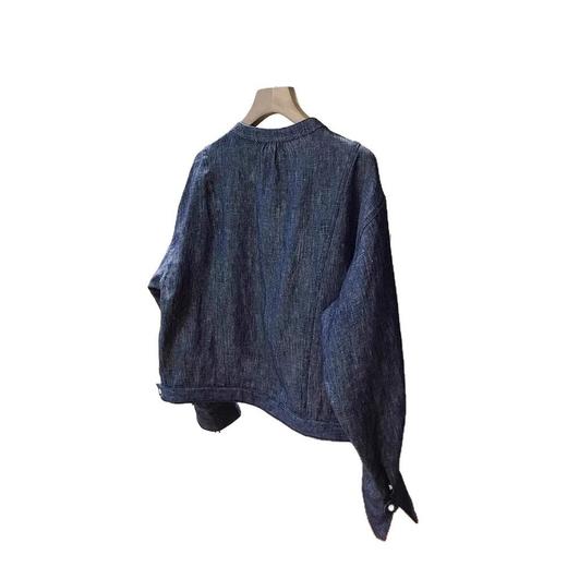 显贵显大牌！2025新款法国色织亚麻圆领短款衬衫外套！ 商品图4