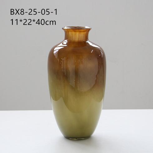 新中式小口渐变纹手工创意大肚子玻璃瓶餐桌玄关居家吊钟马醉木花 商品图4