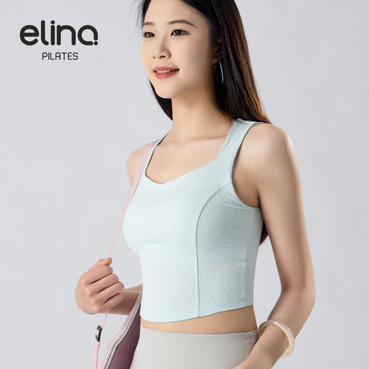 一恋•普拉提 2025春季新款空气感Air提花运动背心复古赫本领瑜伽背心EMM015 商品图1