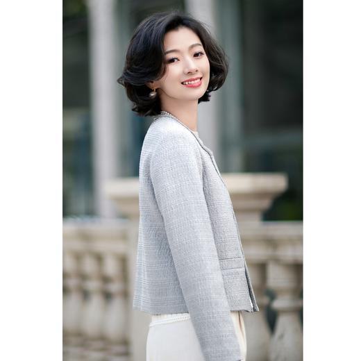 西子/【蓝雾小香】三醋酸编织肌理感圆领短款小香风外套/WTZY070 商品图1