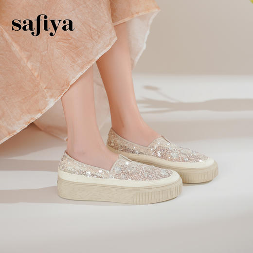 预售|Safiya/索菲娅2025春夏百搭懒人编织透气亮片蕾丝渔夫鞋SFD1112236 商品图7