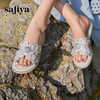 Safiya/索菲娅2025夏季轻便平底复古闪钻珍珠仙女休闲露趾拖鞋SFD2110380 商品缩略图0