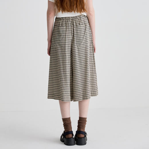 谜底休闲裤女2025夏新品复古风通勤格纹裙裤宽松七分裤252MK0565 商品图2