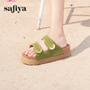 预售|Safiya/索菲娅夏季复古鎏金扣外穿魔术贴勃肯厚底休闲凉拖2025SFD2110153/SFD2110M53 商品缩略图1