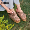 预售|Safiya/索菲娅夏季复古鎏金扣外穿魔术贴勃肯厚底休闲凉拖2025SFD2110153/SFD2110M53 商品缩略图0