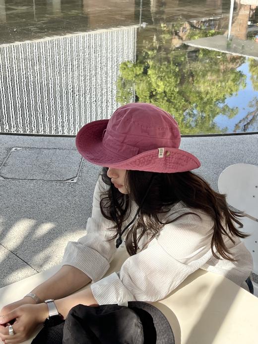 两色纯棉渔夫帽，梅子色超好看，配防风绳！不退不换~ 商品图6